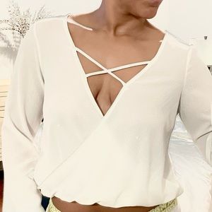 Fashion Nova Deep V Crisscross Long Sleeve